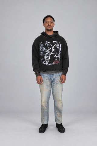 No Love Hoodie front on model